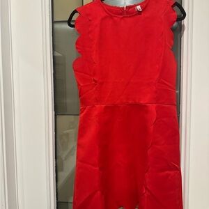 Glam Red Scalloped Mini Dress Size Medium